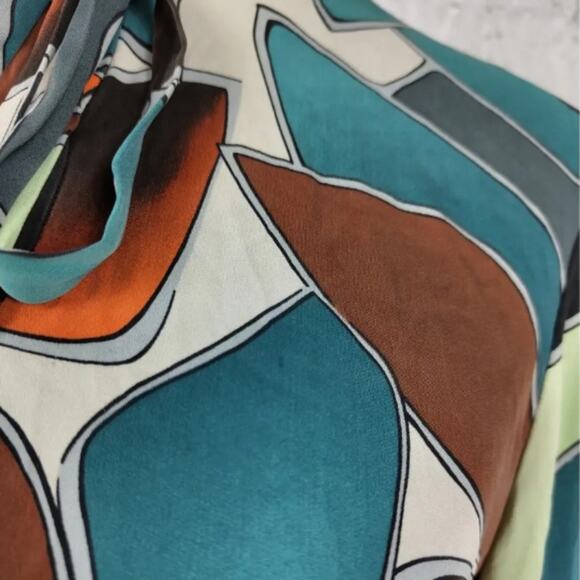 Diane Von Furstenberg Multicolor Geometric Print Silk Women's Top Size 4 Small - Picture 6 of 8